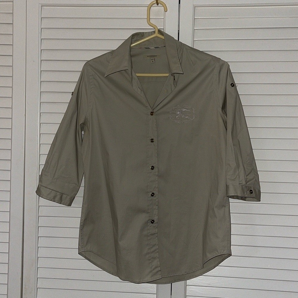 Burberry London Button Down 3/4 sleeve Shirt size M